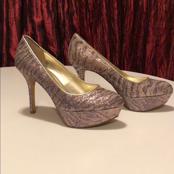 Nine West Shoes - Animal print glitter heels